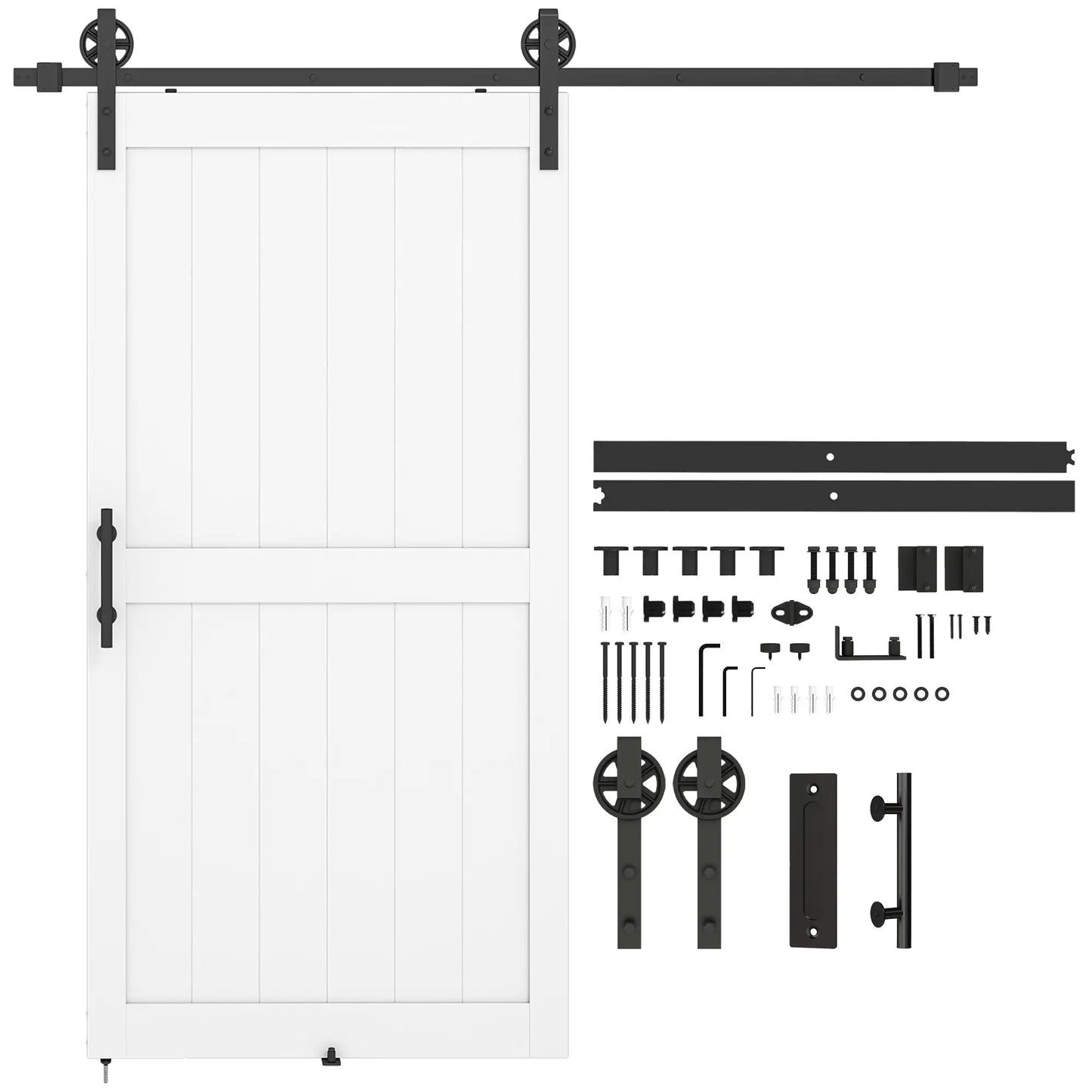 42inx84in Barn Door, 7FT Sliding Hardware Kit, White Door Hardware at Gallery Canada