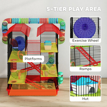 18.5" Hamster Cage, 5 Tiers, With Tunnel Tube System, Red Hamster Cages at Gallery Canada