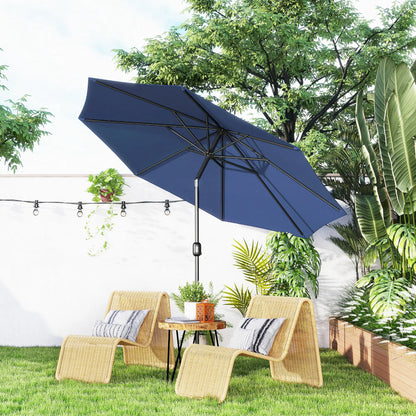 10' X 8' Round Market Umbrella, Blue