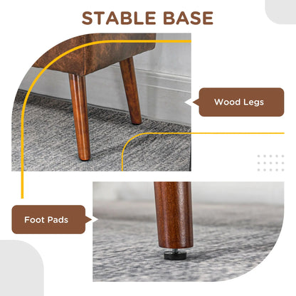 Button Tufted PU Leather Bench, Wood Legs, Brown Storage Ottomans & Benches at Gallery Canada