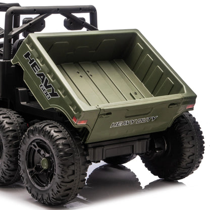 24V 4WD Kids Ride On Truck, 6 Wheels, 2 Seater, Remote, Dump Bed, Green Electric Toy Cars at Gallery Canada
