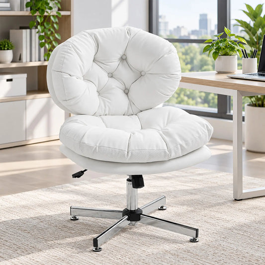 Armless Office Chair, Wide Padded Seat, Adjustable Height, White Task Chairs White at Gallery Canada