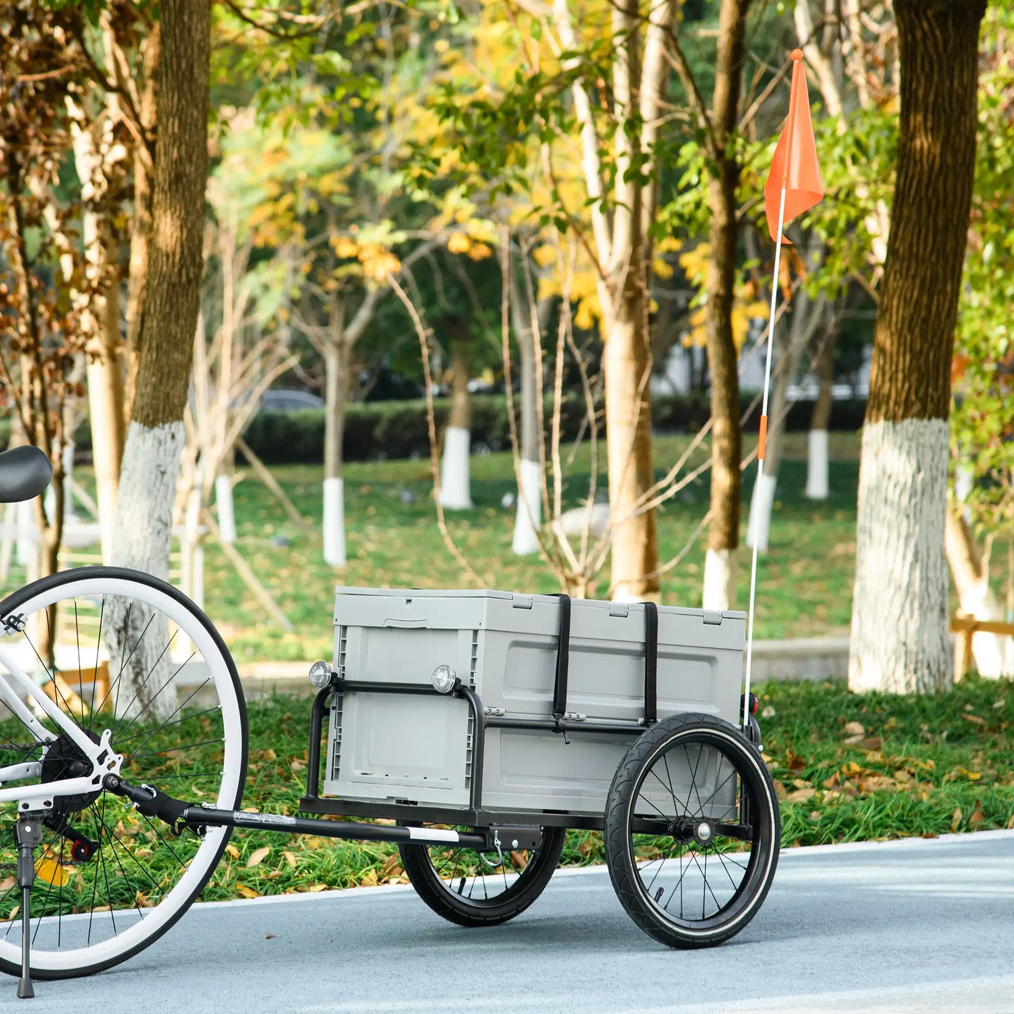 Steel Bike Trailer, Bicycle Cargo with Storage Box, Reflectors, Max Load 88LBS Bike Cargo Trailers at Gallery Canada