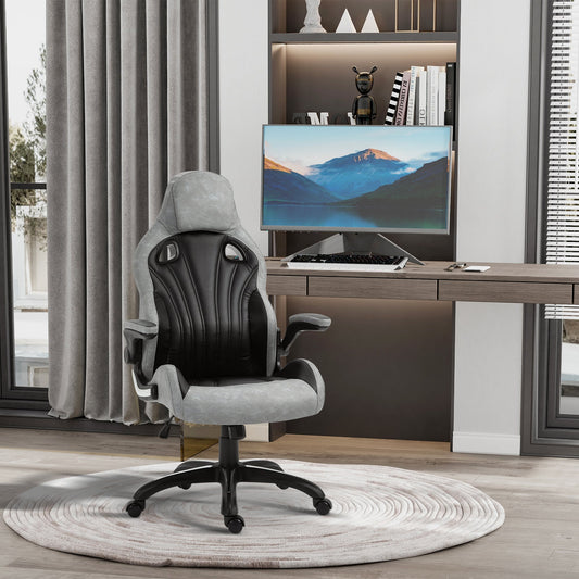 High-Back Gaming Office Chair Swivel Racing Computer Chair with Flip-up Armrests and Adjustable Height - Gallery Canada