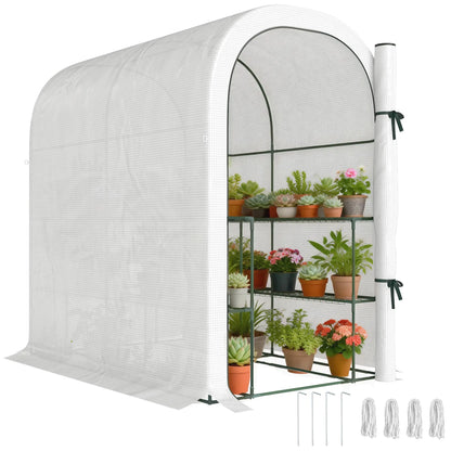 Walk-in Mini Greenhouse With Shelves, Portable Outdoor, 123 x 187 x 189 cm, White Greenhouses at Gallery Canada