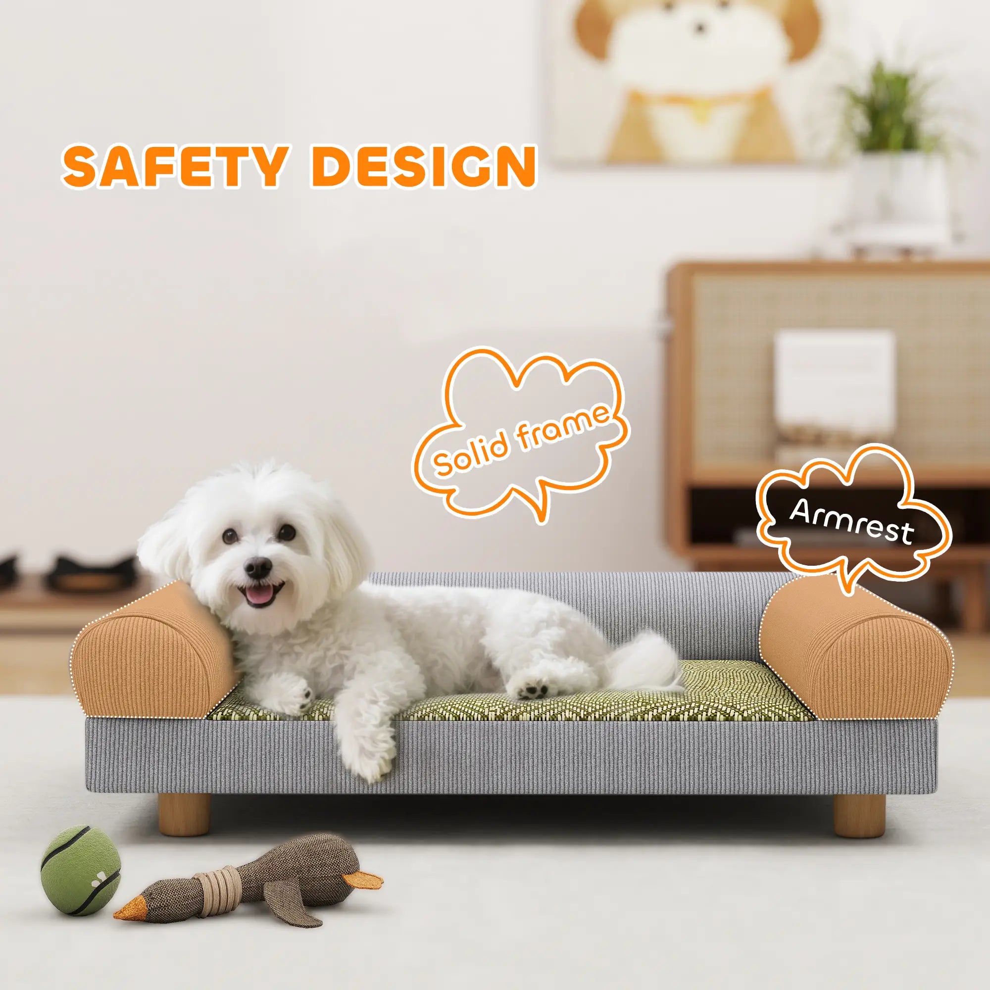 Pet Sofa, Dog Couch Bed for Small Dogs, Elevated with Solid Feet, Grey Dog Sofas at Gallery Canada