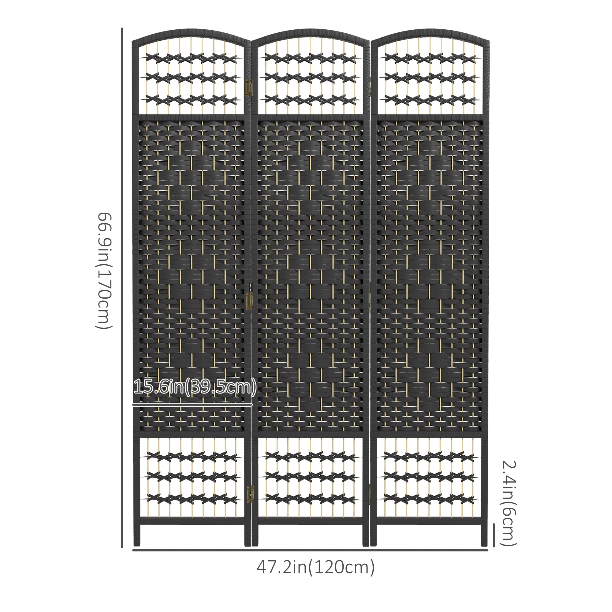 3 Panel Folding Room Divider, Portable Privacy Screen, Black Room Dividers at Gallery Canada