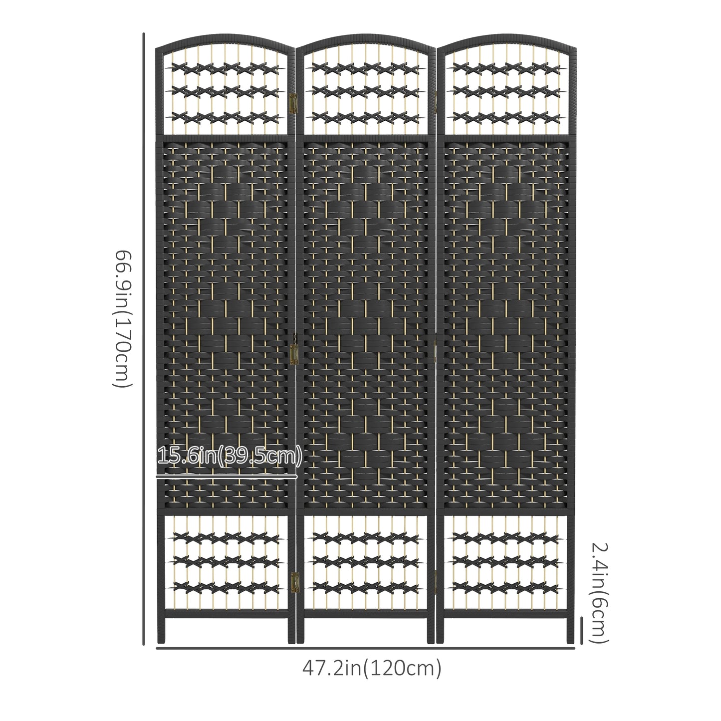 3 Panel Folding Room Divider, Portable Privacy Screen, Black Room Dividers at Gallery Canada