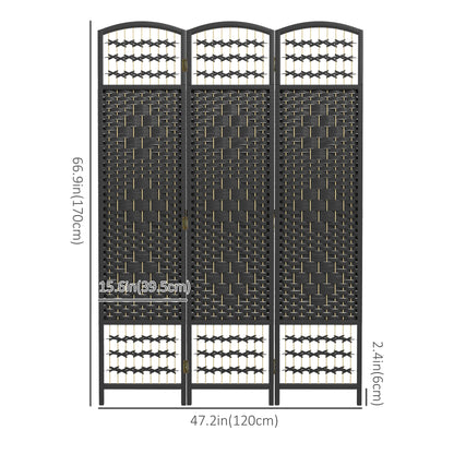 3 Panel Folding Room Divider, Portable Privacy Screen, Black Room Dividers at Gallery Canada