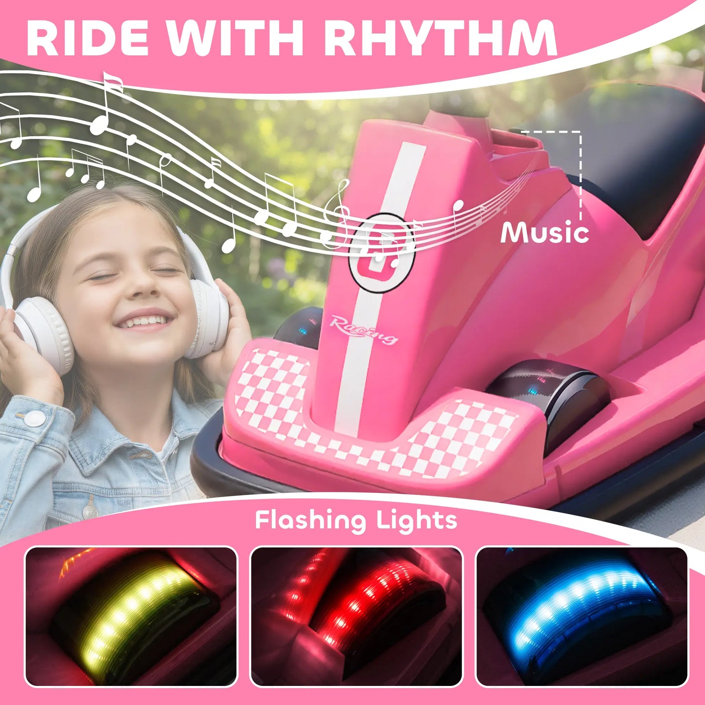Bumper Car For Kids, 6V Battery Powered, 360 Degree Spin, Dual Motors, Pink Electric Toy Cars at Gallery Canada