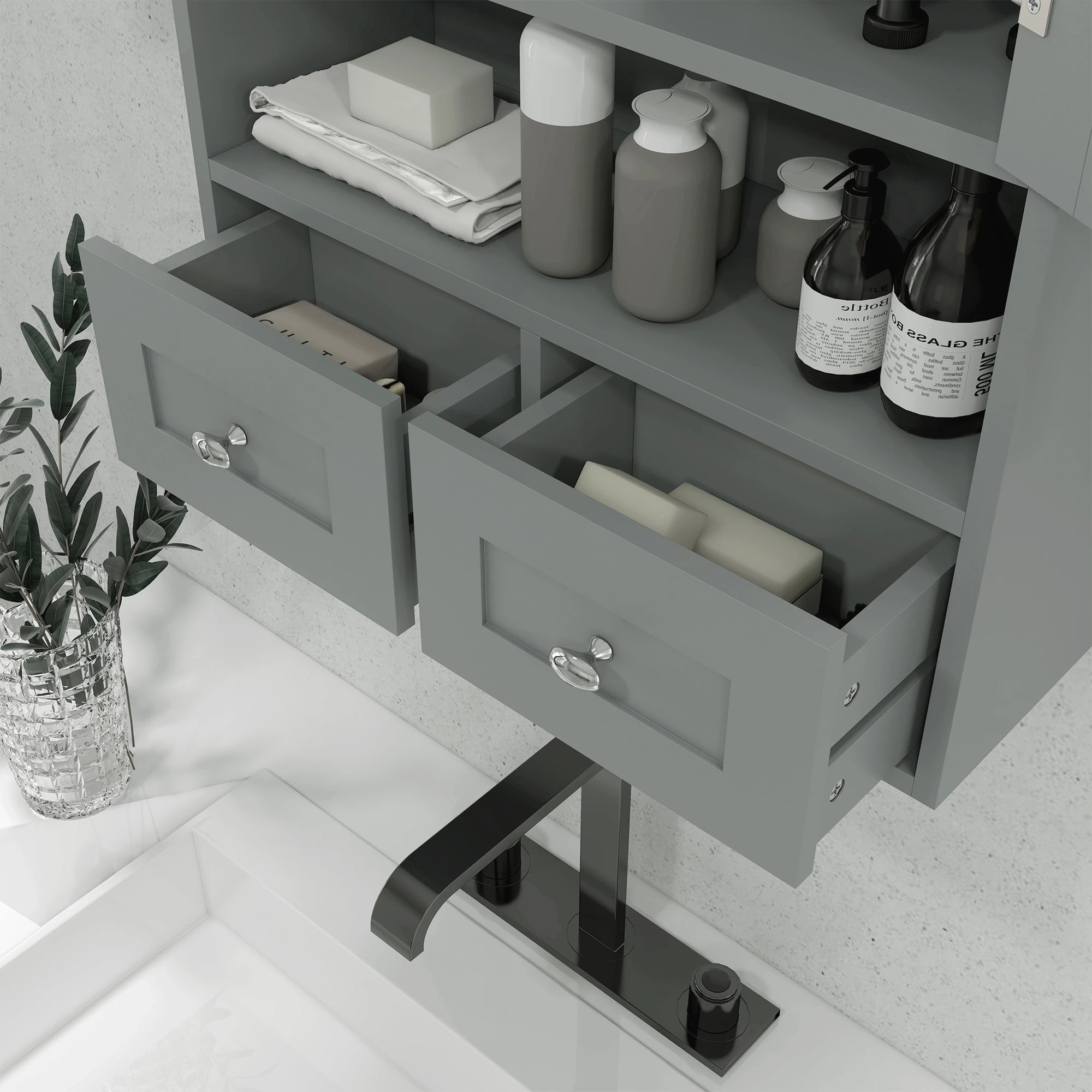 Bathroom Wall Cabinet, Medicine Cabinet, Over Toilet Storage, Grey Wall Mounted Cabinets at Gallery Canada