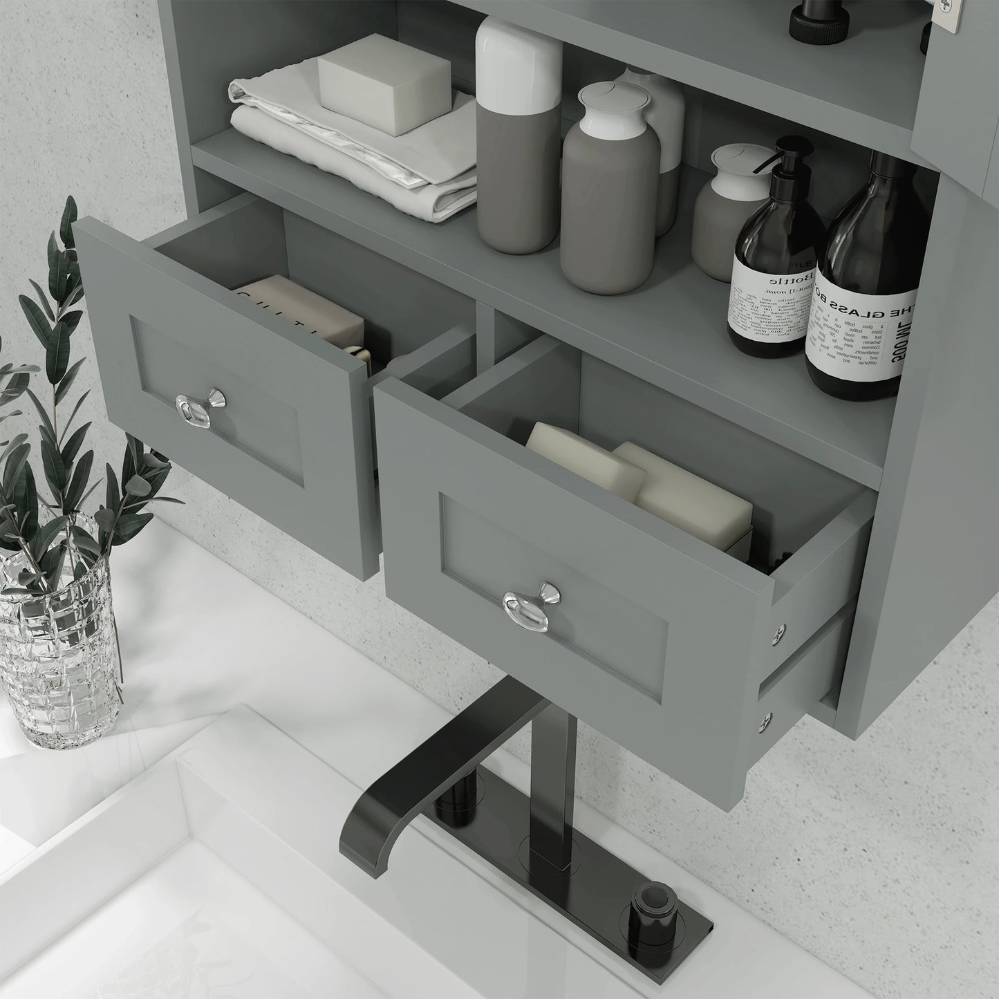 Bathroom Wall Cabinet, Medicine Cabinet, Over Toilet Storage, Grey Wall Mounted Cabinets at Gallery Canada