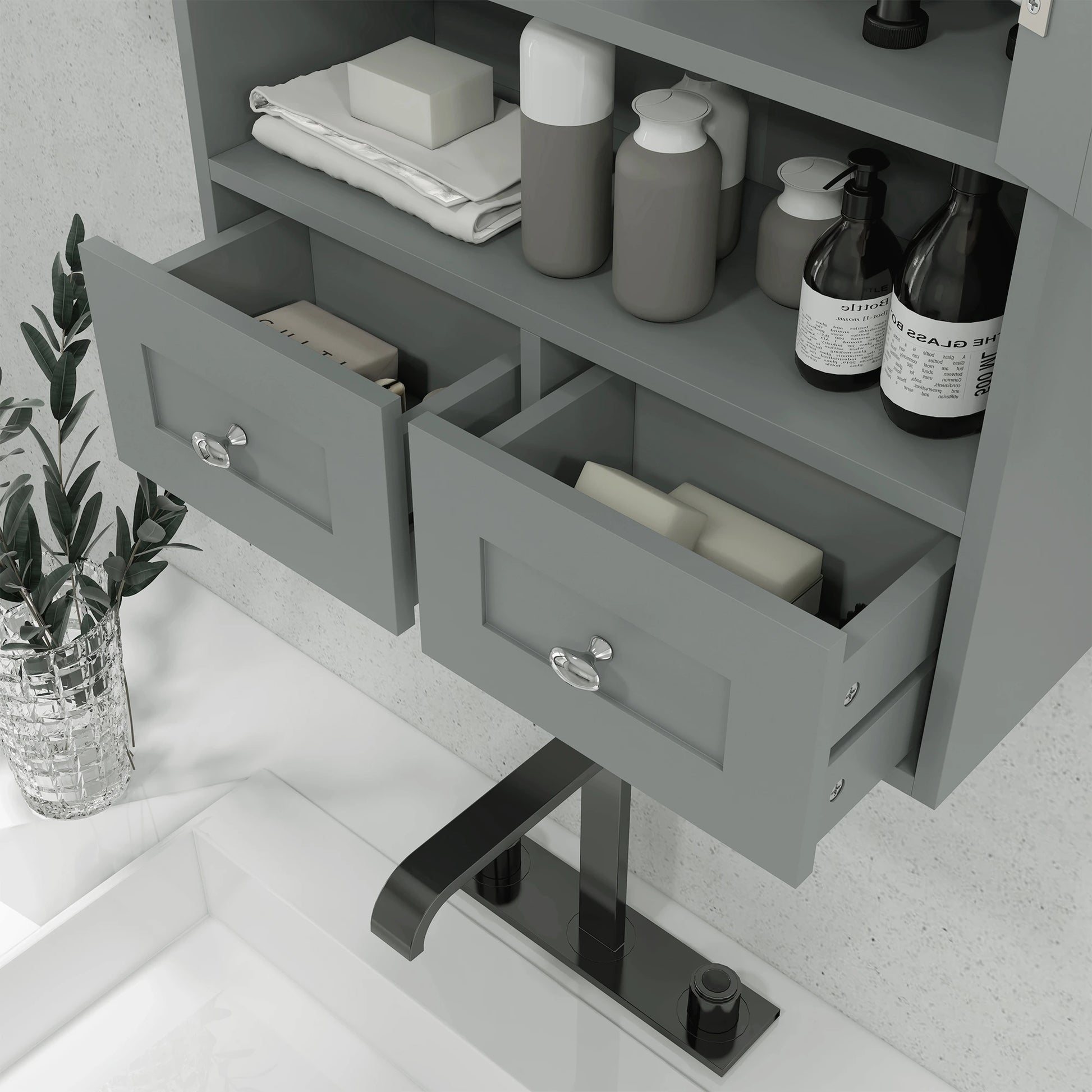 Bathroom Wall Cabinet, Medicine Cabinet, Over Toilet Storage, Grey Wall Mounted Cabinets at Gallery Canada