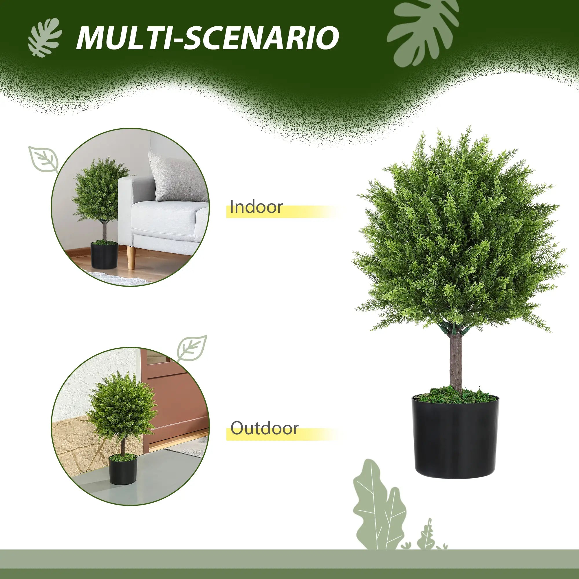 Artificial Cedar Topiary Trees In Pots, Indoor Outdoor Decor, Green Artificial Trees at Gallery Canada