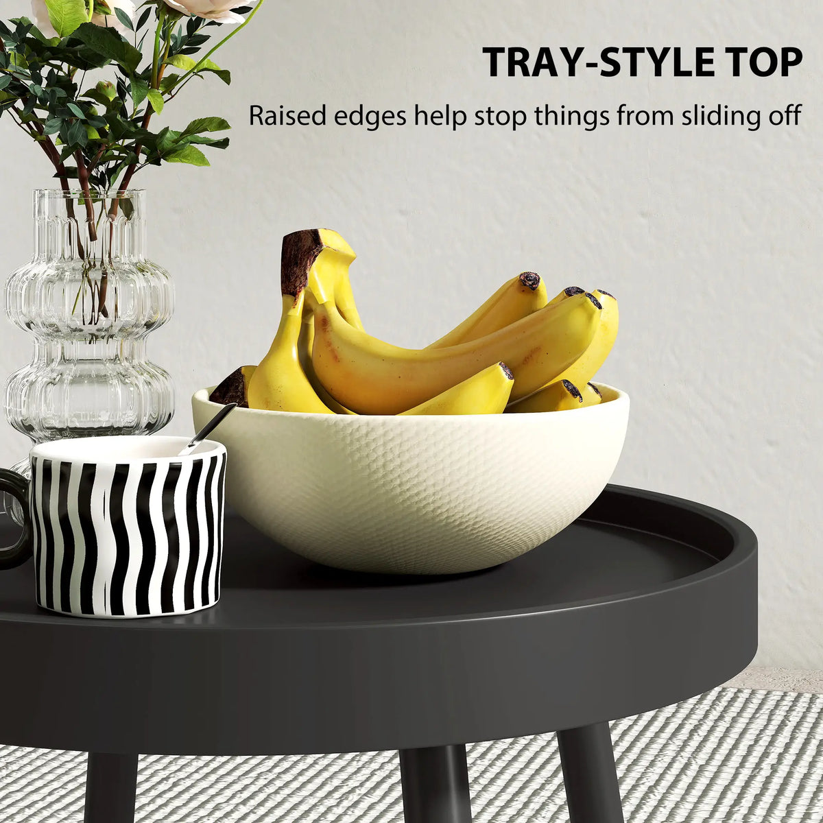 19.5" Round Patio Table, Small Outdoor Coffee Side Table, Black Patio Side Tables at Gallery Canada