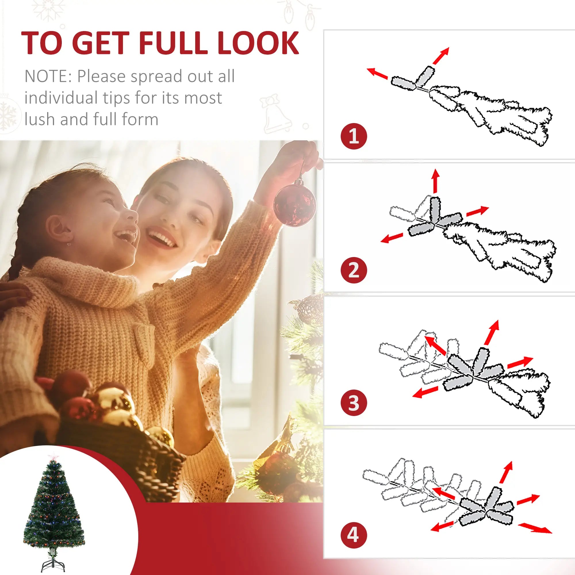 4ft Prelit Artificial Christmas Tree, Spruce Hinged Full Artificial Christmas Trees at Gallery Canada
