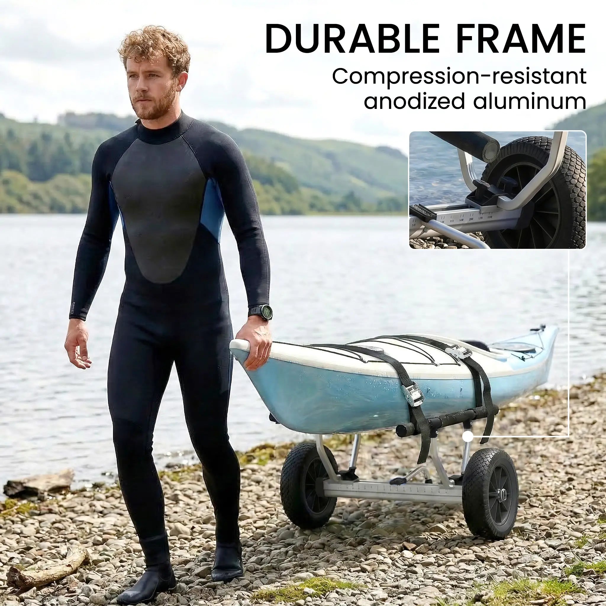 Kayak Cart Dolly, Adjustable Width, Black Kayak Carts at Gallery Canada