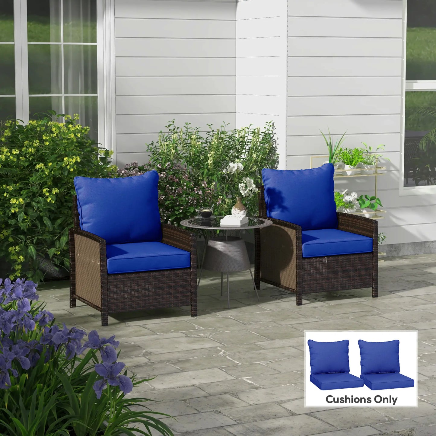 4-Piece Seat Cushion Pillows, Patio Chair Cushions Set, Navy Blue Patio Chair Cushions at Gallery Canada