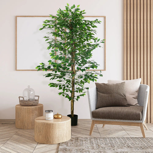 6ft Artificial Ficus Tree, Indoor Fake Plant with Pot