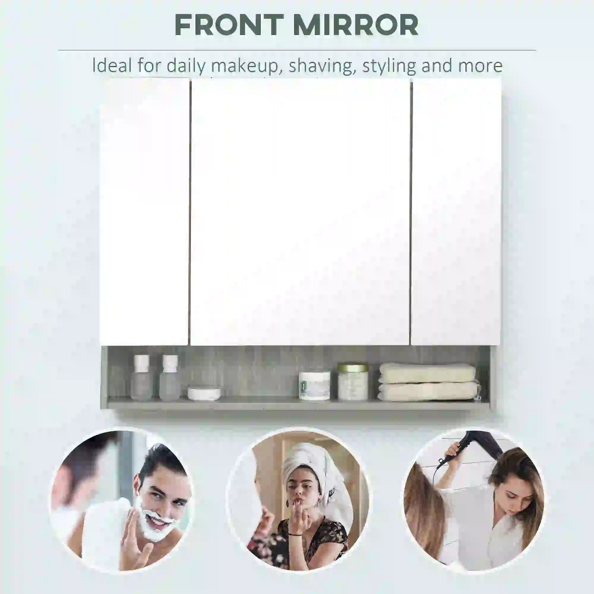 Wall Mounted Bathroom Medicine Cabinet, Adjustable Shelves, Grey Mirror Medicine Cabinets at Gallery Canada