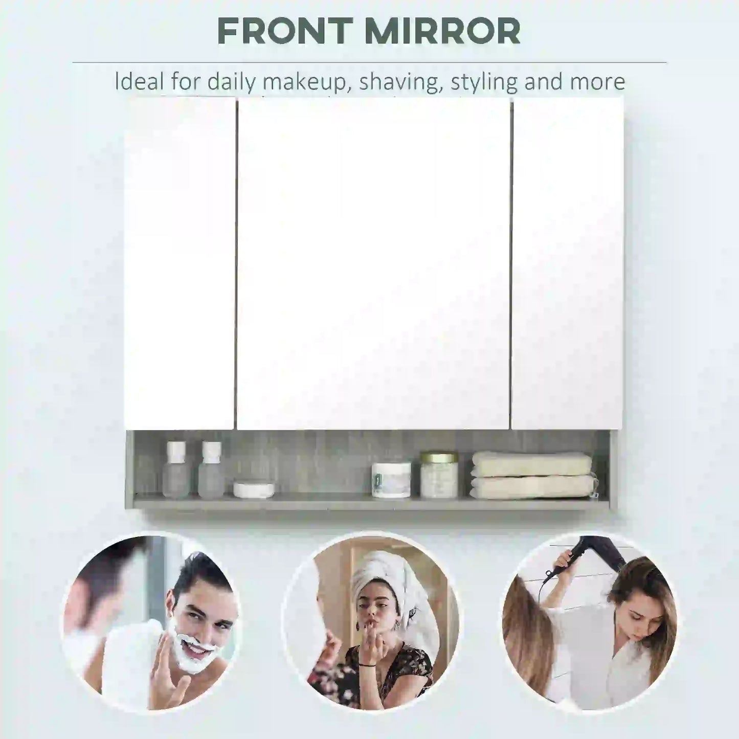 Wall Mounted Bathroom Medicine Cabinet, Adjustable Shelves, Grey Mirror Medicine Cabinets at Gallery Canada