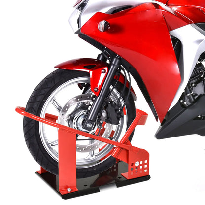 Motorcycle Wheel Chock, 12 Adjustable Holes, 990 lbs, Red Bike Parking Stands at Gallery Canada