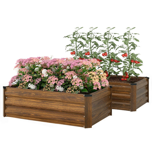 Galvanized Raised Garden Beds, Outdoor Planter Box, Dark Brown Galvanized Planter Boxes Dark Brown Wood Effect at Gallery Canada