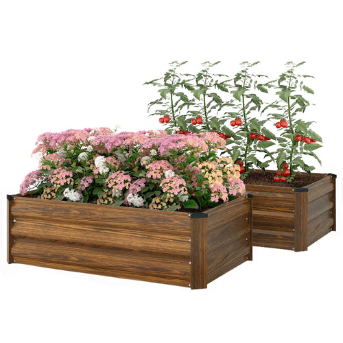 Galvanized Raised Garden Beds, Outdoor Planter Box, Dark Brown