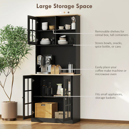 Kitchen Buffet with Hutch, 3 Cabinets, 2 Shelves, Black Kitchen Pantry Cabinets at Gallery Canada
