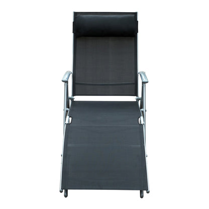 Heavy Duty Adjustable Folding Reclining Chair, Outdoor Sun Lounger, Black Lounger Chairs at Gallery Canada
