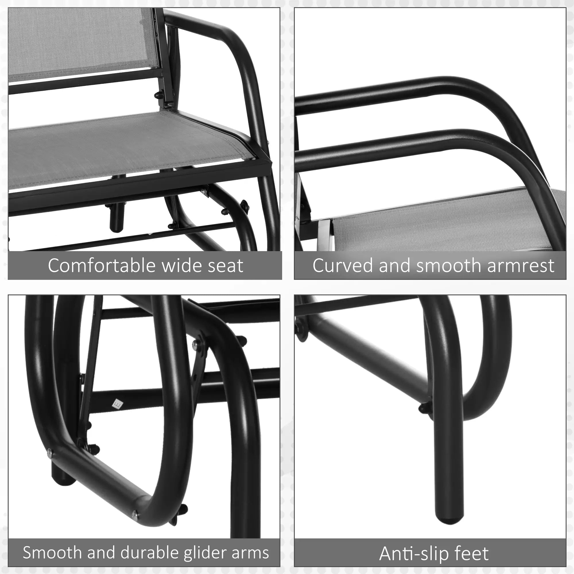 Patio Glider, Breathable Mesh Seat, Metal Frame, Outdoor Swing Chair, Grey Outdoor Gliders at Gallery Canada