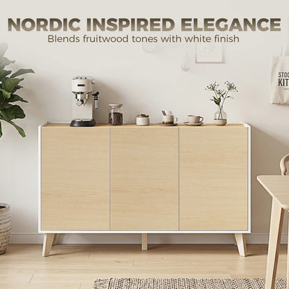 Sideboard Buffet Cabinet, 47" Modern Kitchen Storage Cabinet with 6 Compartments, Soft-Close Doors, Natural Wood Effect Bar Cabinets at Gallery Canada