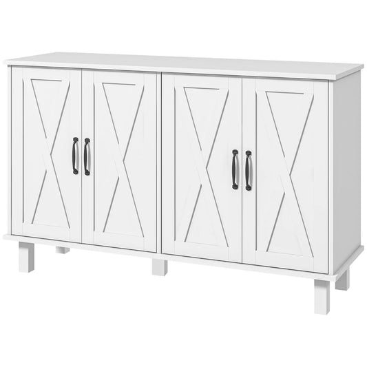 Kitchen Sideboard Cabinet, 4 Barn Doors, 2 Adjustable Shelves, White Bar Cabinets White at Gallery Canada