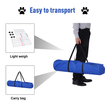 Adjustable Dog Agility Set, Weave Poles, Storage Bag, White Dog Agility Training Equipment at Gallery Canada