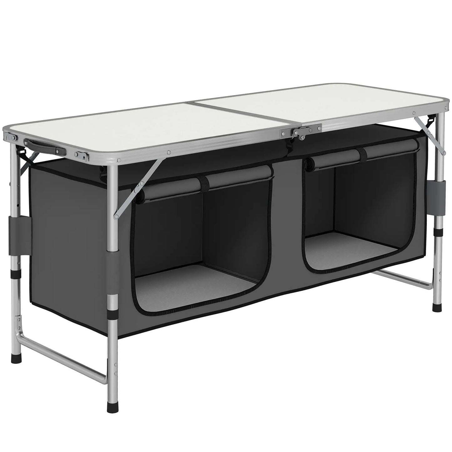 Adjustable Height Aluminum Folding Picnic Table, Outdoor Camping Picnic Tables & Camping Chairs White at Gallery Canada