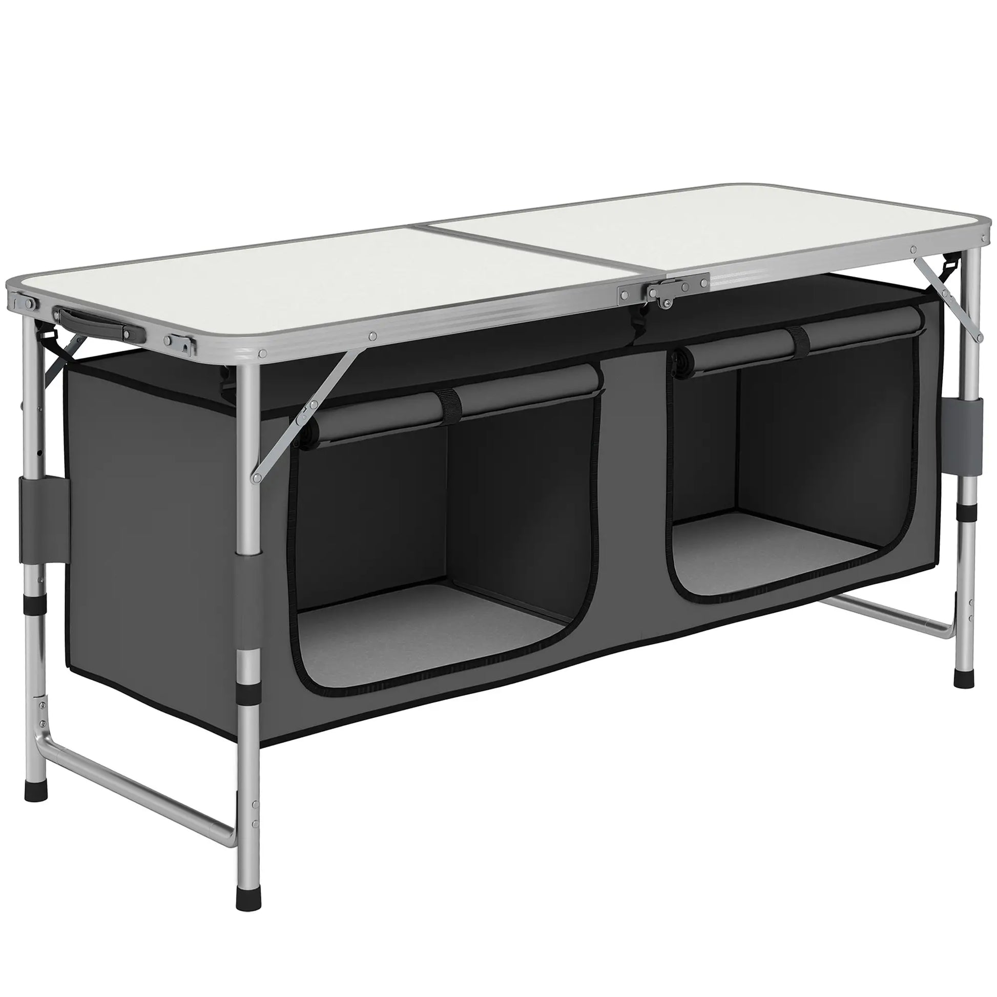 Adjustable Height Aluminum Folding Picnic Table, Outdoor Camping Picnic Tables & Camping Chairs White at Gallery Canada