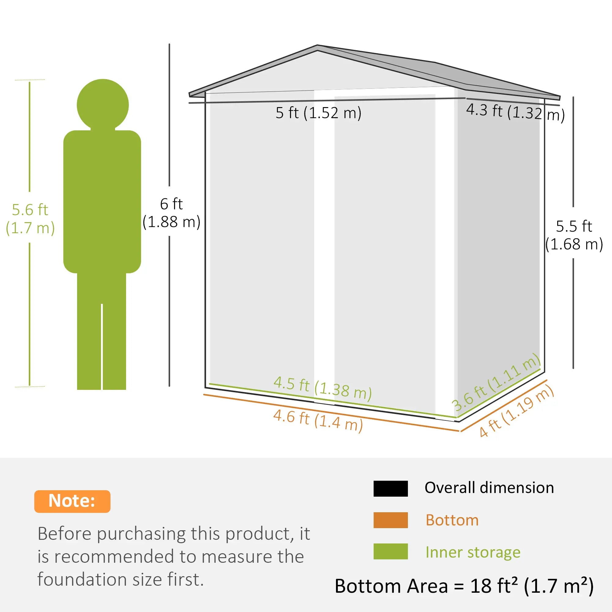 5ft x 4ft Metal Storage Shed, Sliding Door, Top Vents, Dark Grey Sheds at Gallery Canada