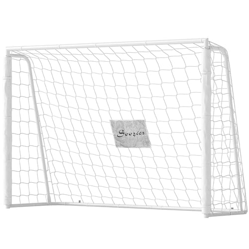 6ft x 4ft Soccer Goal Net, Metal Frame, PE Mesh, Ground Stakes, White