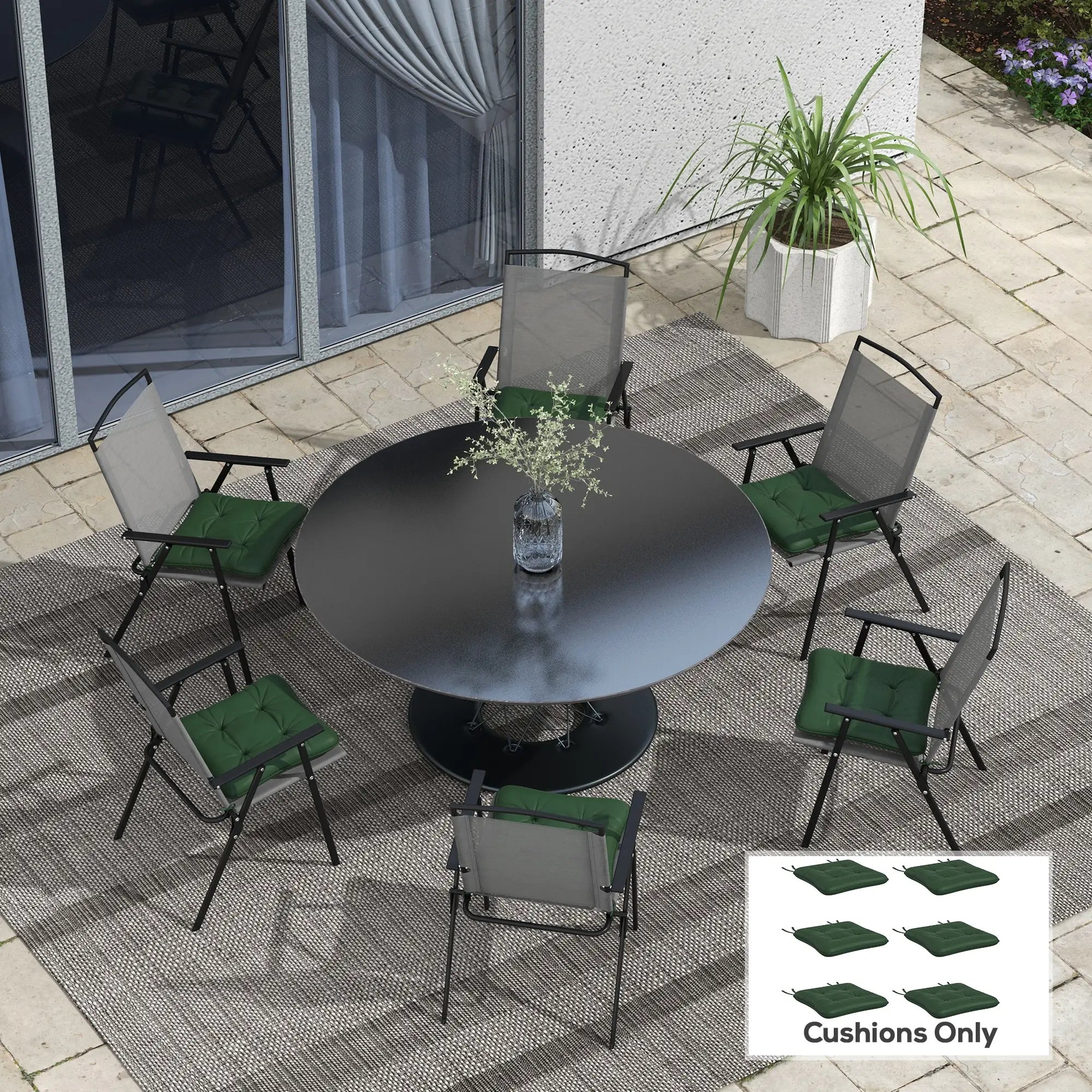 6-Piece Outdoor Patio Chair Cushion Set, Button Tufted, Dark Green Patio Chair Cushions at Gallery Canada