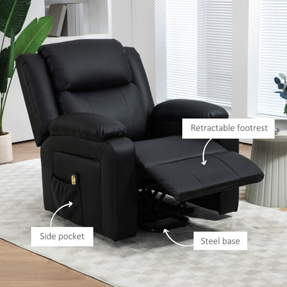 PU Leather Electric Recliner Chair, Remote, Side Pockets, Black Sofas & Reclining Chairs at Gallery Canada