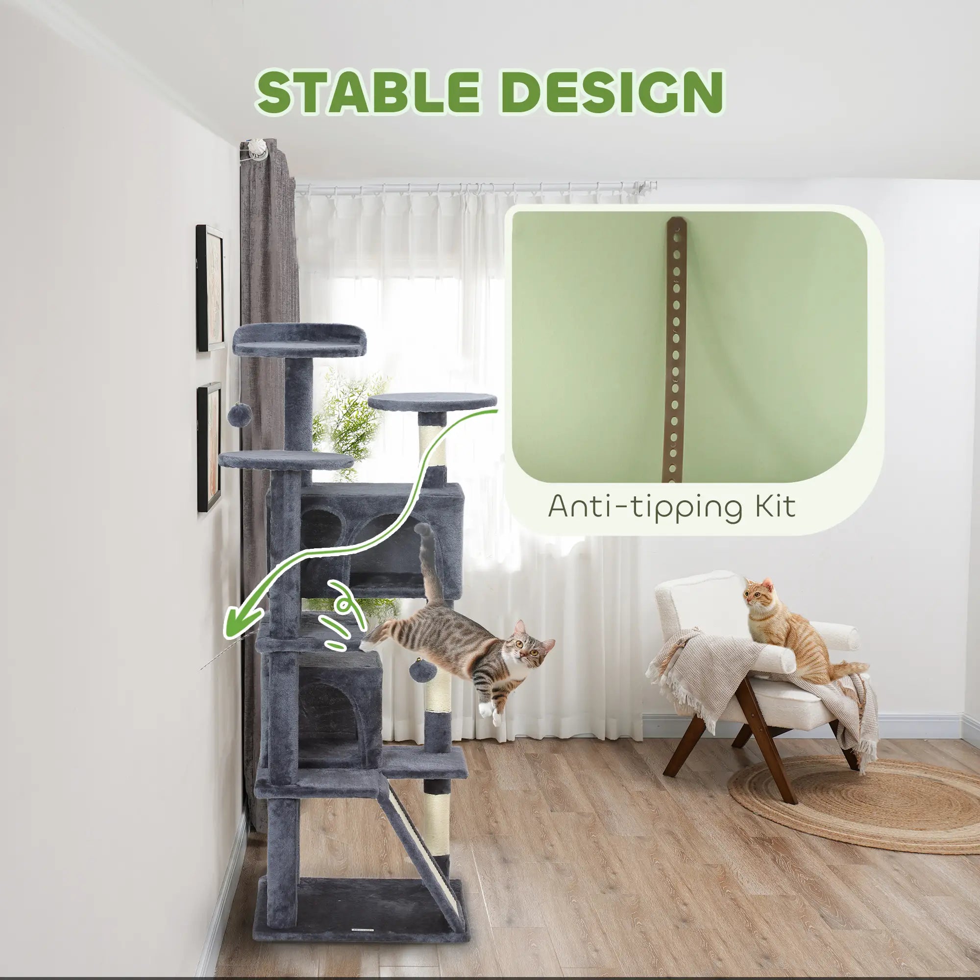 54 Cat Tree, Multi-Level Tower with Scratching Posts, Condos, Dark Grey Cat Towers at Gallery Canada