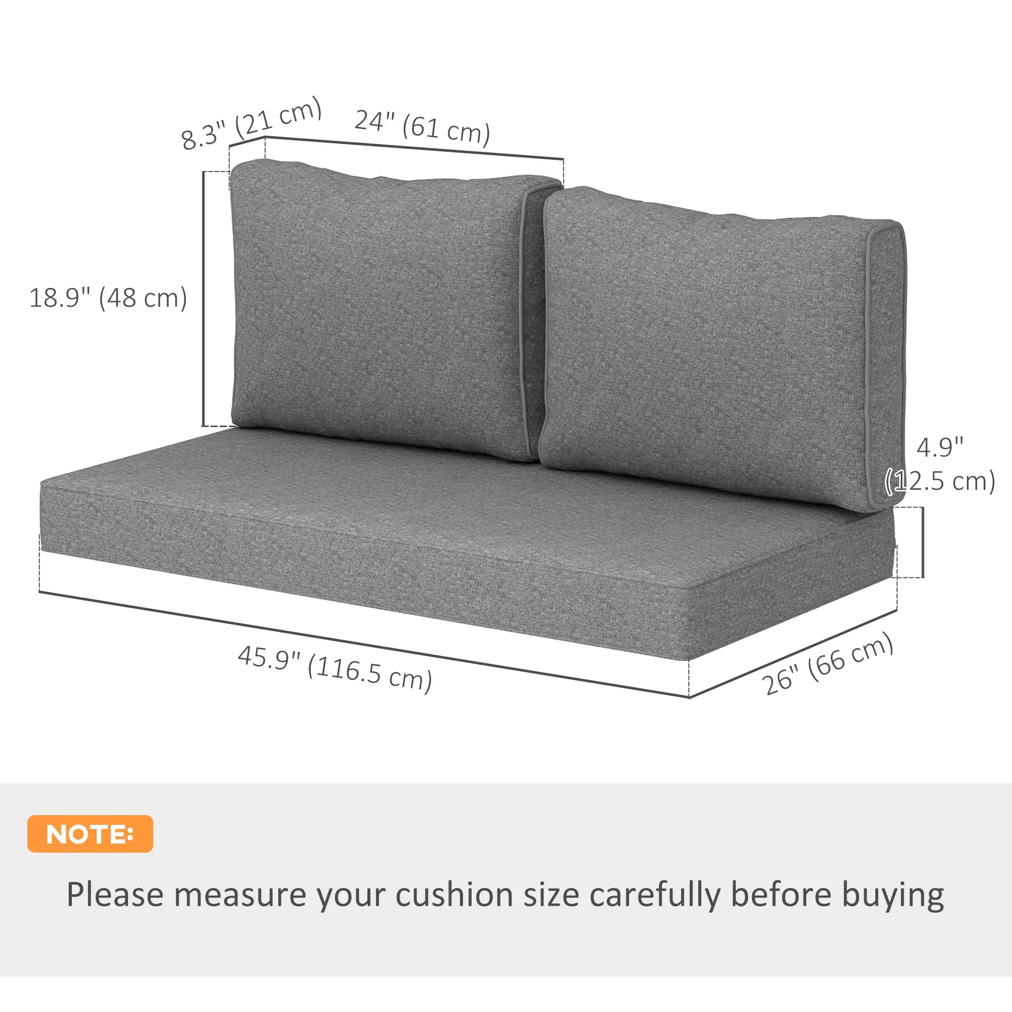 2 Seater Outdoor Cushions With Backrest, Loveseat Sofa Cushions, Grey Patio Chair Cushions at Gallery Canada