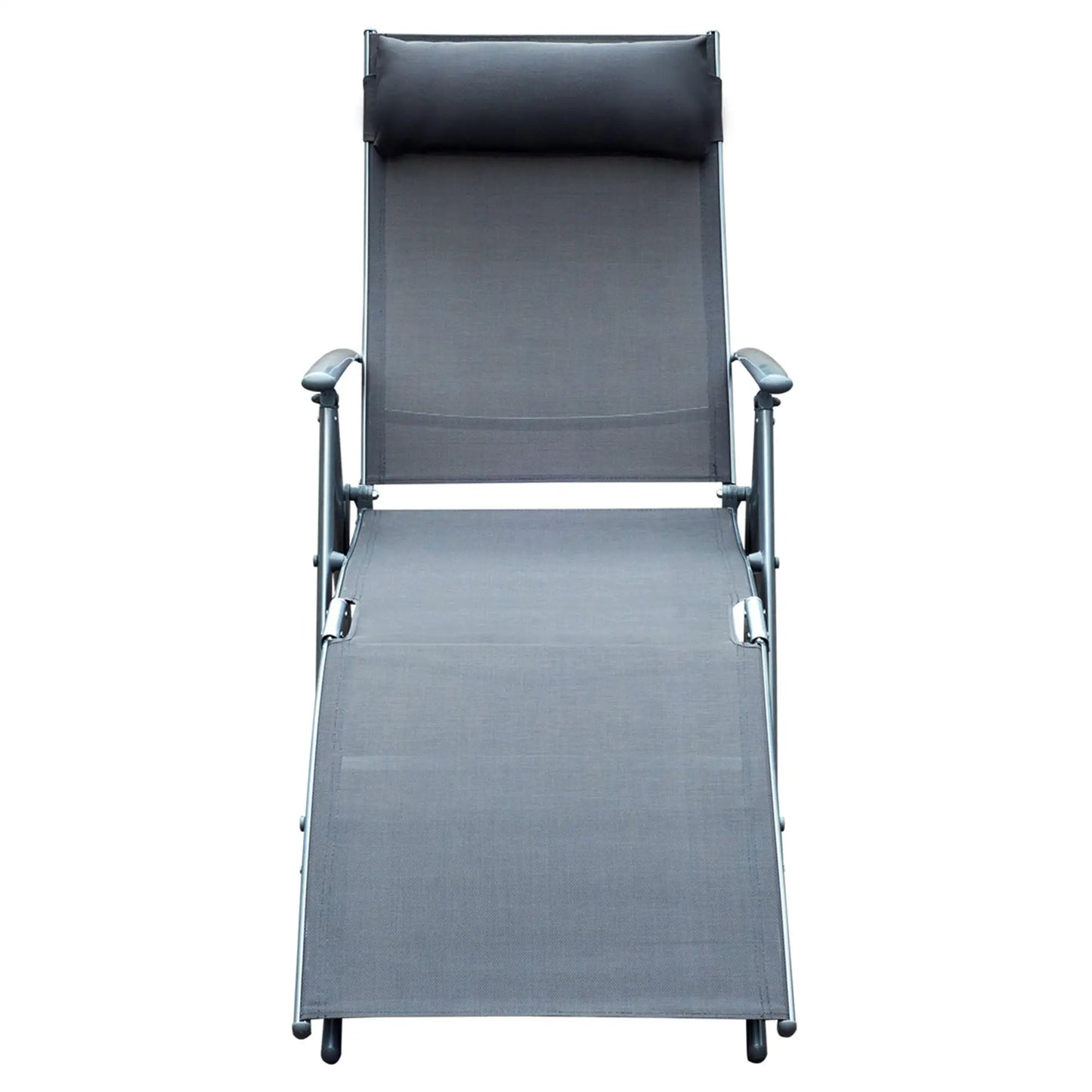 Heavy Duty Adjustable Folding Reclining Chair, Outdoor Sun Lounger, Grey Lounger Chairs at Gallery Canada