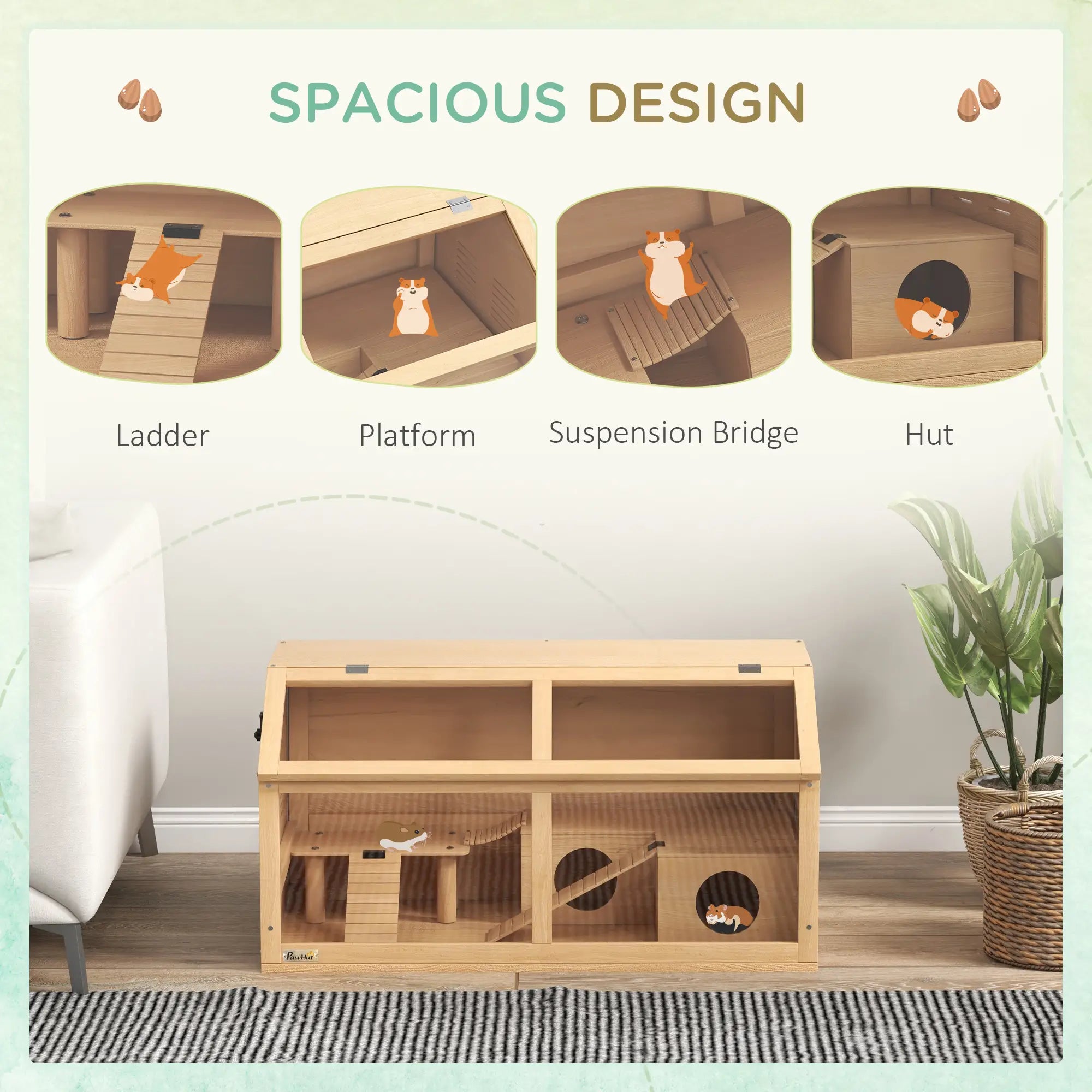 Wooden Rat Cage with Suspension Bridge, Ladders, Openable Top Hamster Cages at Gallery Canada