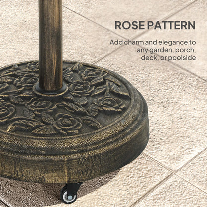 Round Patio Umbrella Base, 46 lbs Resin Stand with Wheels, Bronze Umbrella Bases at Gallery Canada