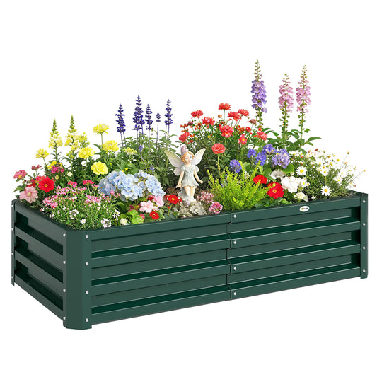 Galvanized Raised Garden Bed, Outdoor Planter Box, 4' x 2' x 1', Green Galvanized Planter Boxes Green at Gallery Canada