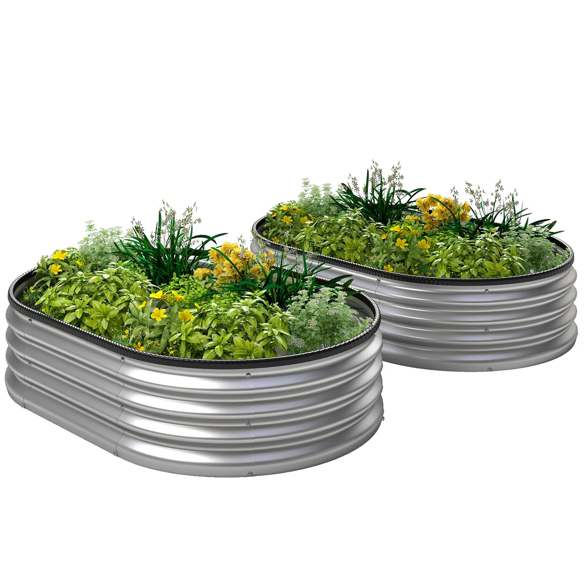 2Pcs Galvanized Raised Garden Bed, 4 X 3 X 1 Ft, Silver Galvanized Planter Boxes Silver at Gallery Canada