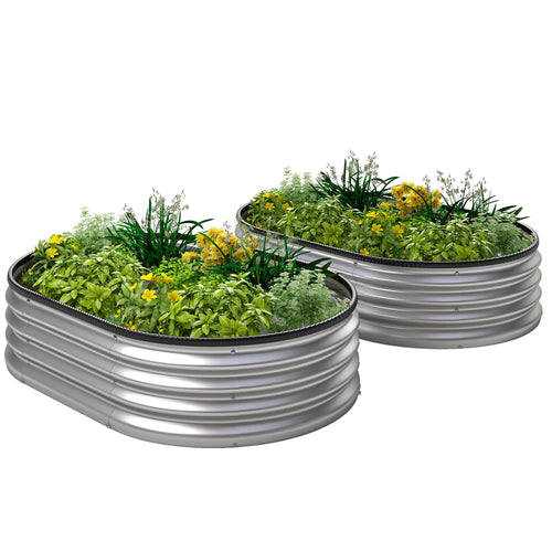 2Pcs Galvanized Raised Garden Bed, 4 X 3 X 1 Ft, Silver