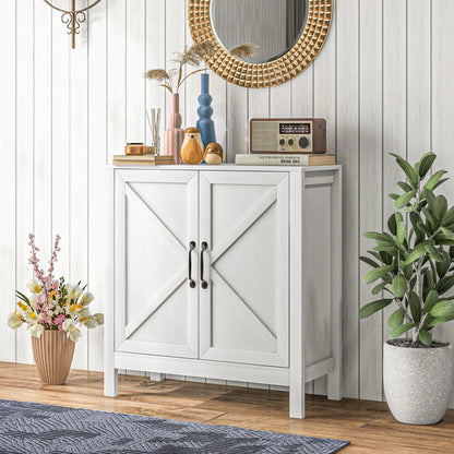 Sideboard Buffet, Kitchen Cabinet with Barn Door, Adjustable Shelves, White Wood Grain, White Bar Cabinets at Gallery Canada