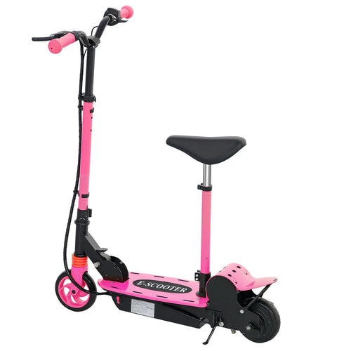 Foldable Electric Scooter for Kids, Seat, 2 Heights, 6km Range, 12km/h, Pink
